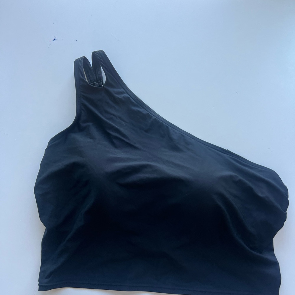 Lands' End Black One-Piece Swimsuit Asymmetrical Design